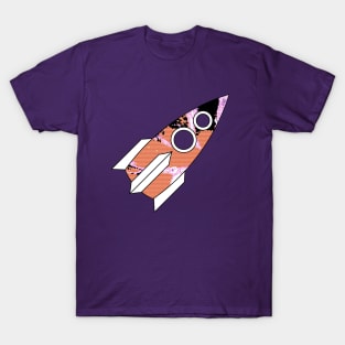 Rocket Ship Lofi Glitch Art T-Shirt